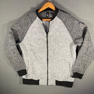Howe‎ Mens XL Gray Full Zip Bomber Jacket Heathered Raglan Sleeve